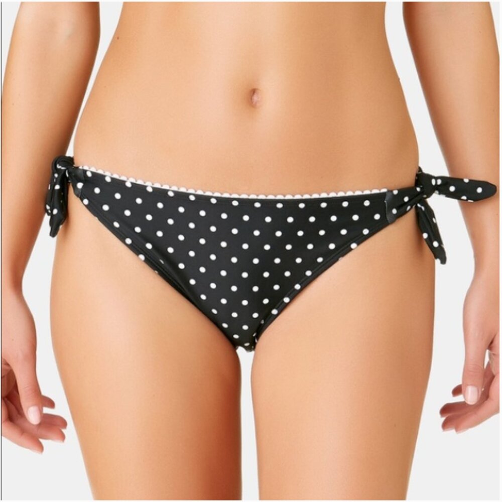 California Waves Side-Tie Black Dots Swim Bikini Bottom S